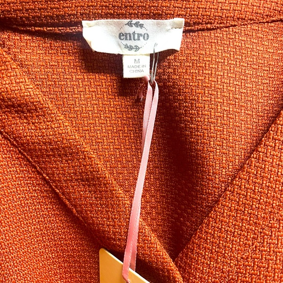NWT Entro burnt orange puff sleeve button down mini dress with belt, medium - Picture 6 of 7